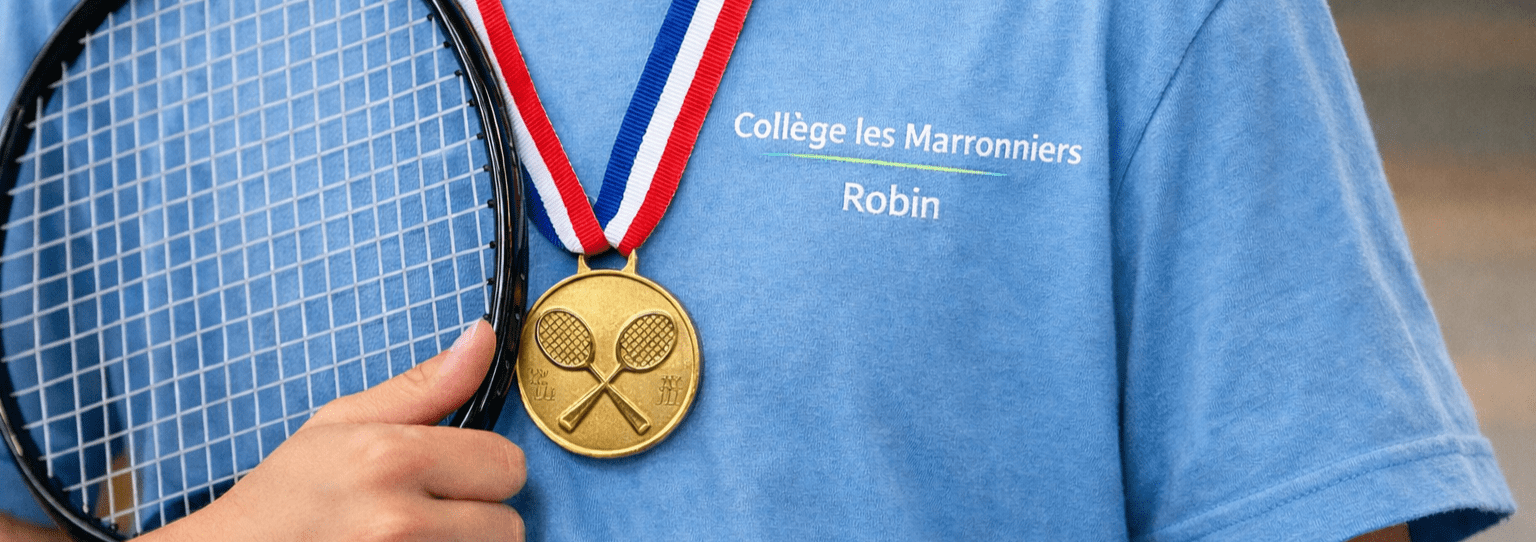 Élèves en pleine compétition de badminton benjamins lors d’une rencontre intercollèges